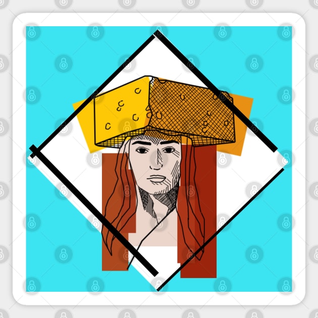 Cheese Hat Kat Sticker by PurgatoryArchaeologicalSurvey